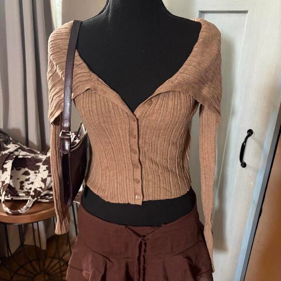 Bershka Tops - Bershka mocha brown ribbed knit